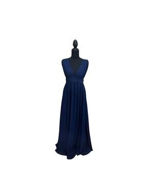 Lulus Navy Maxi Dress Deep V Sleeveless Flowy Formal Bridesmaid XS